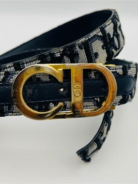 Dior Black Leather Logo Strap Belt